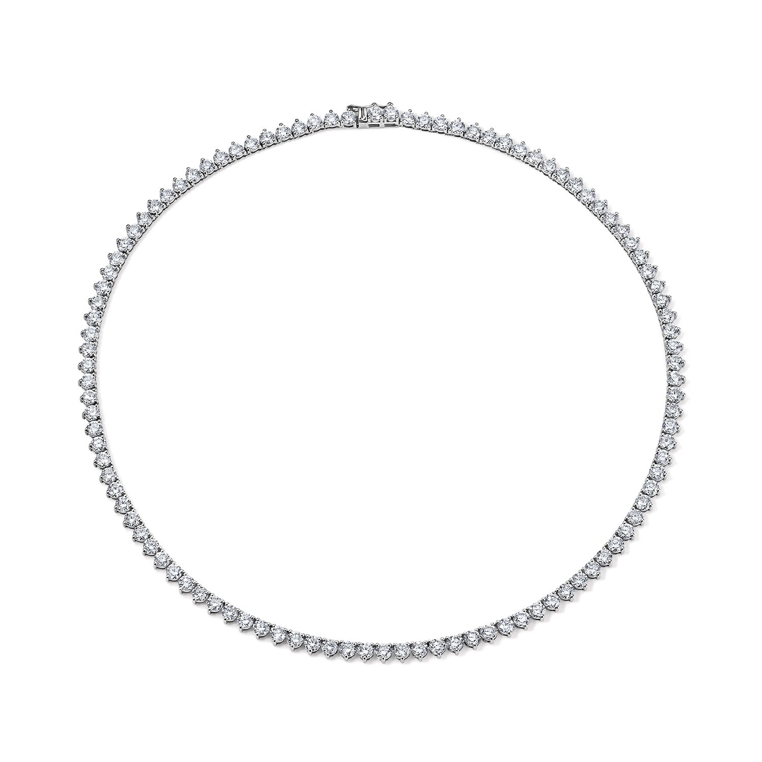 Classic Diamond Tennis Necklace 3 Prong