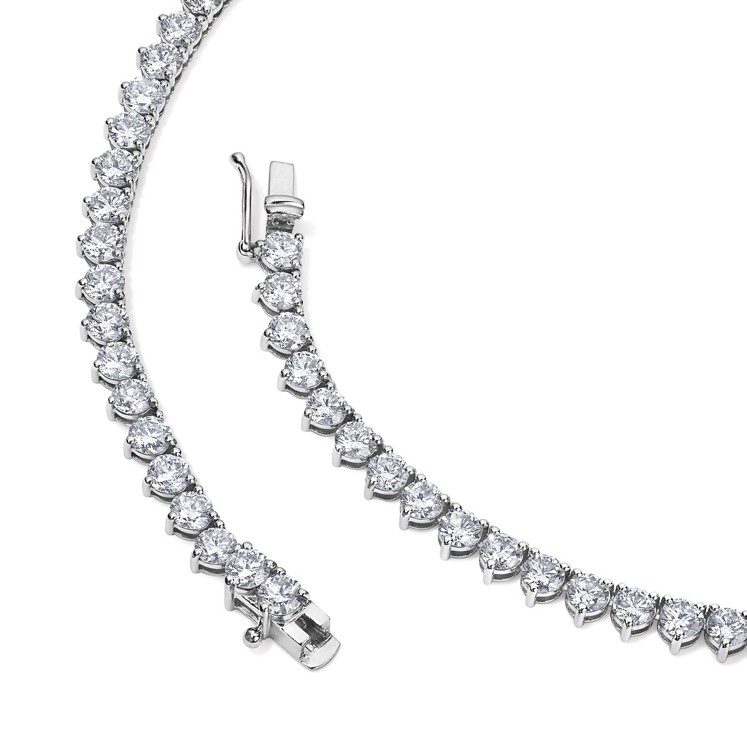 Classic Diamond Tennis Necklace 3 Prong