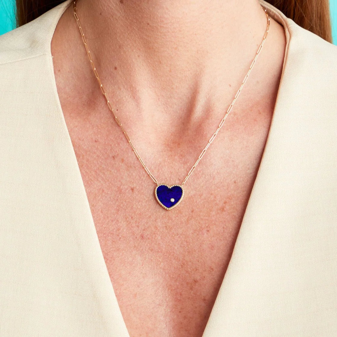 Heart ❤️ gemstone necklace gold– Anandaibiza