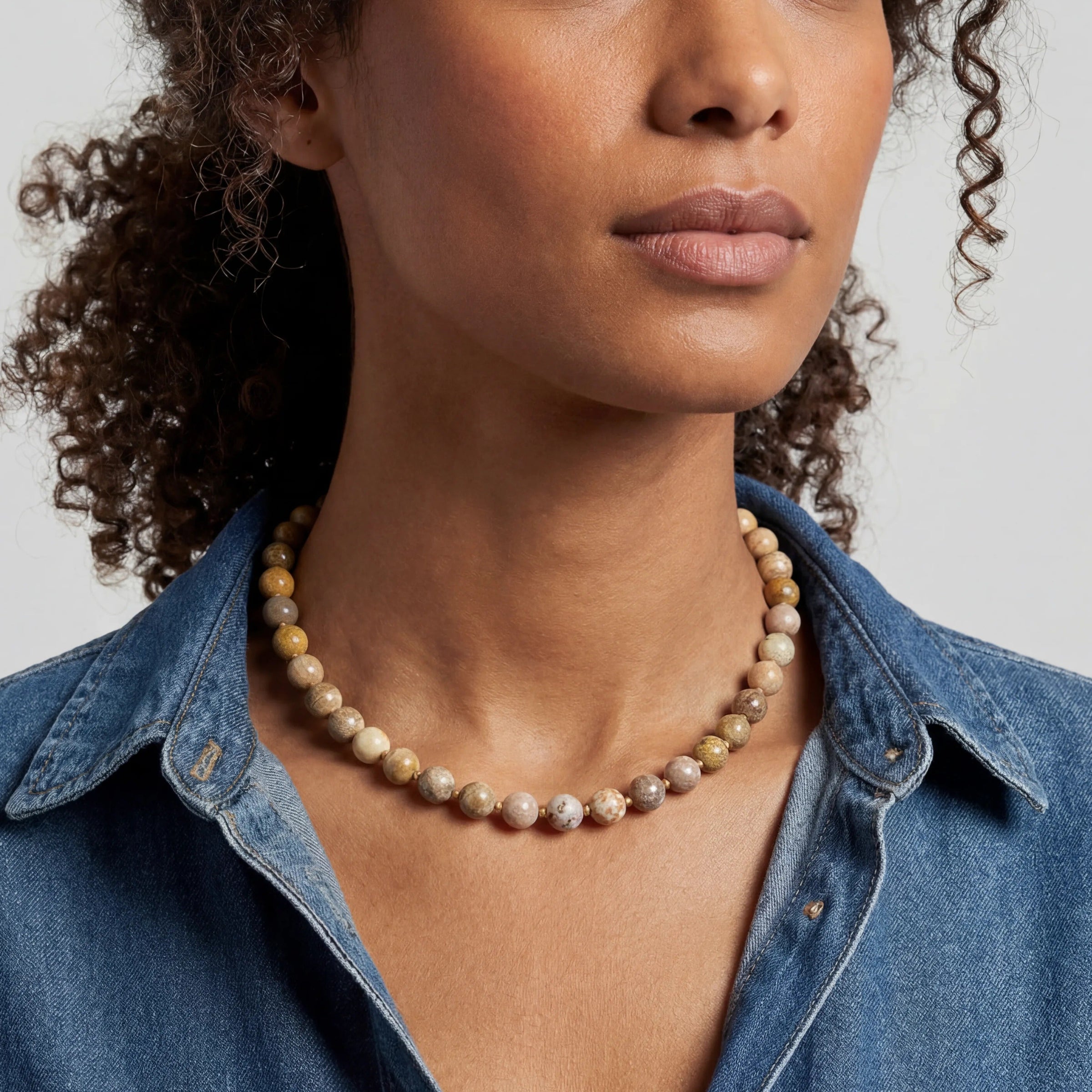 Kendall Fossilized Coral Beaded Necklace