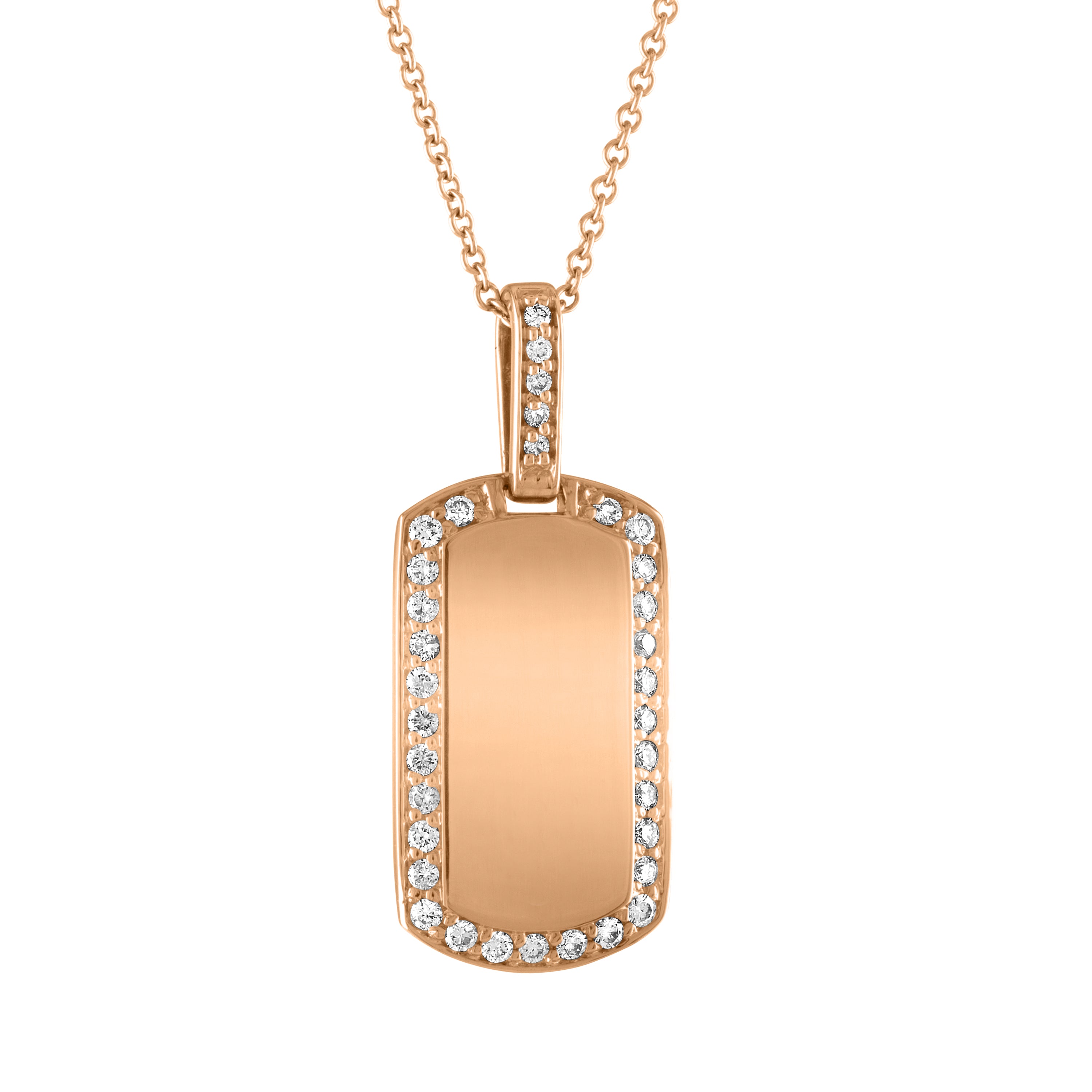 Dara Charm Dog Tag Necklace in Rose Gold