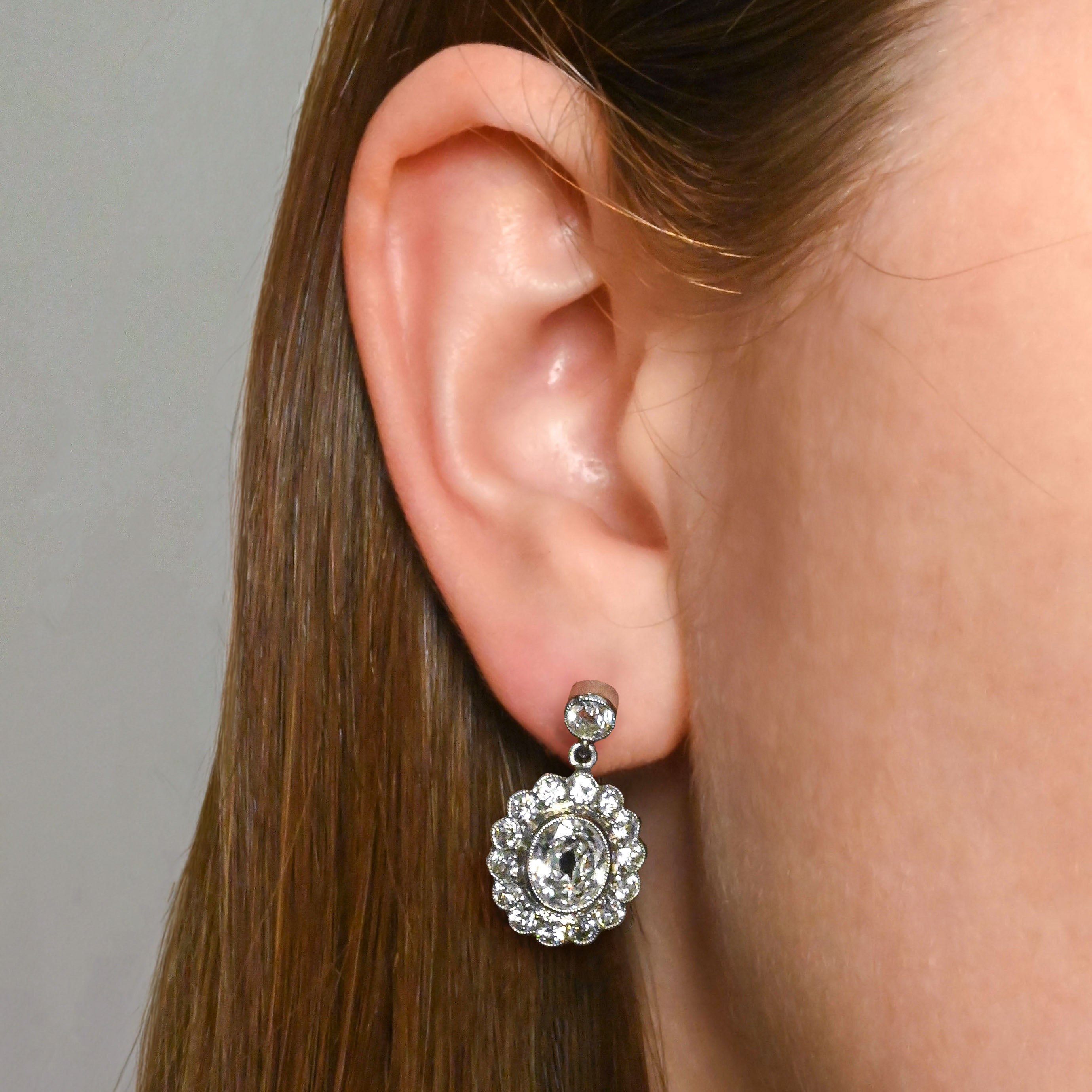 Antique diamond deals drop earrings