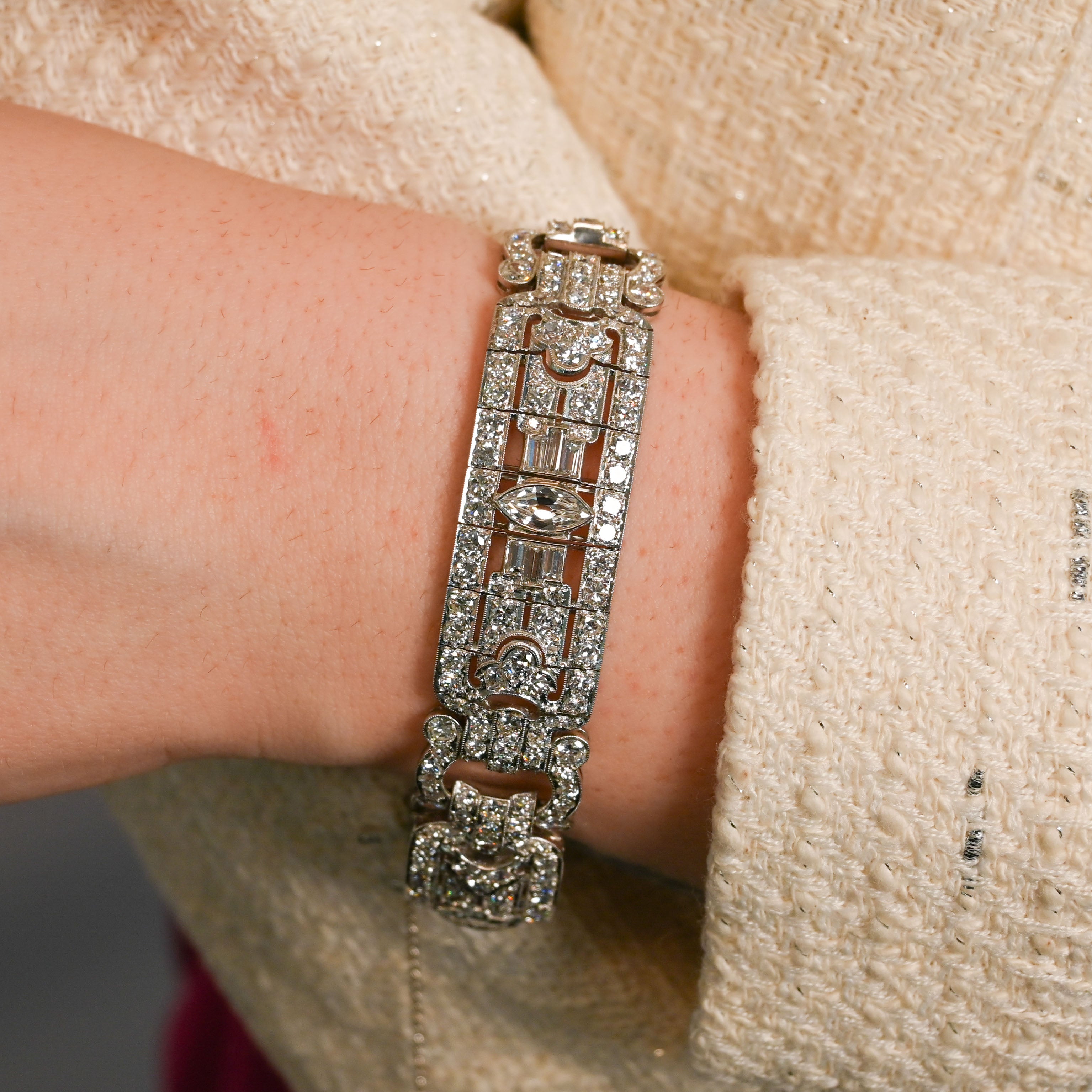 Art Deco Navette Diamond Bracelet