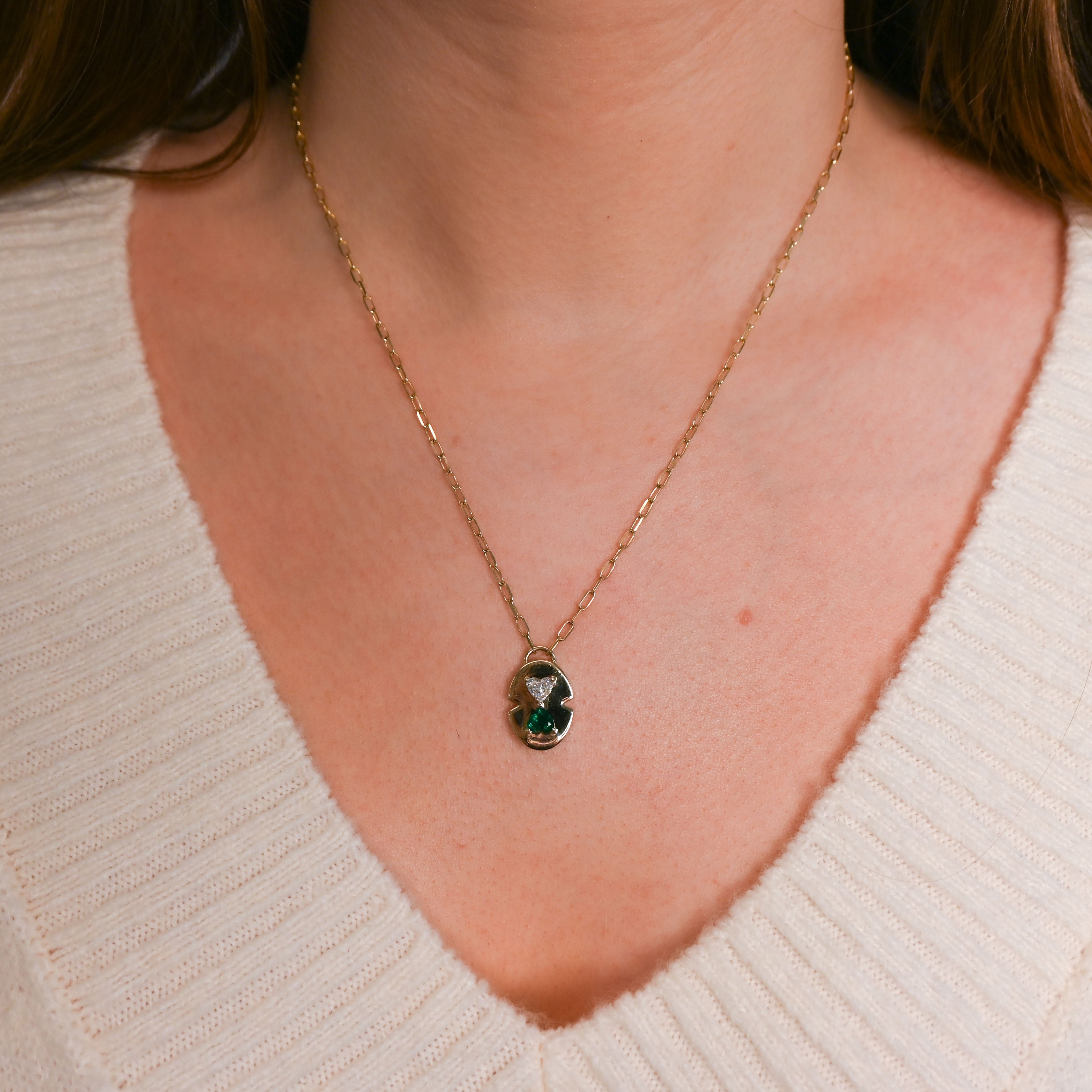 Diamond and Emerald Medallion Necklace