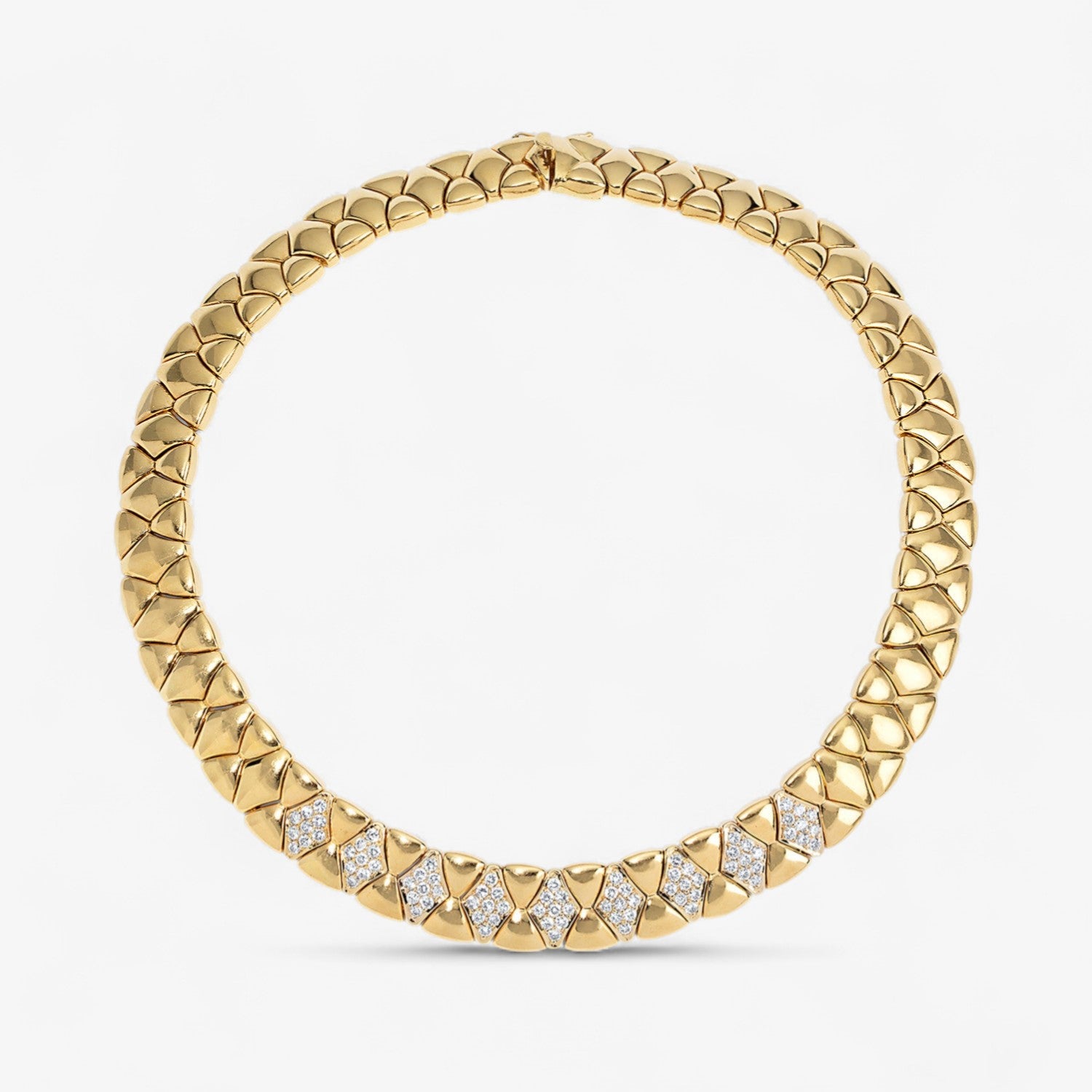 Diamond Scalloped Link Necklace