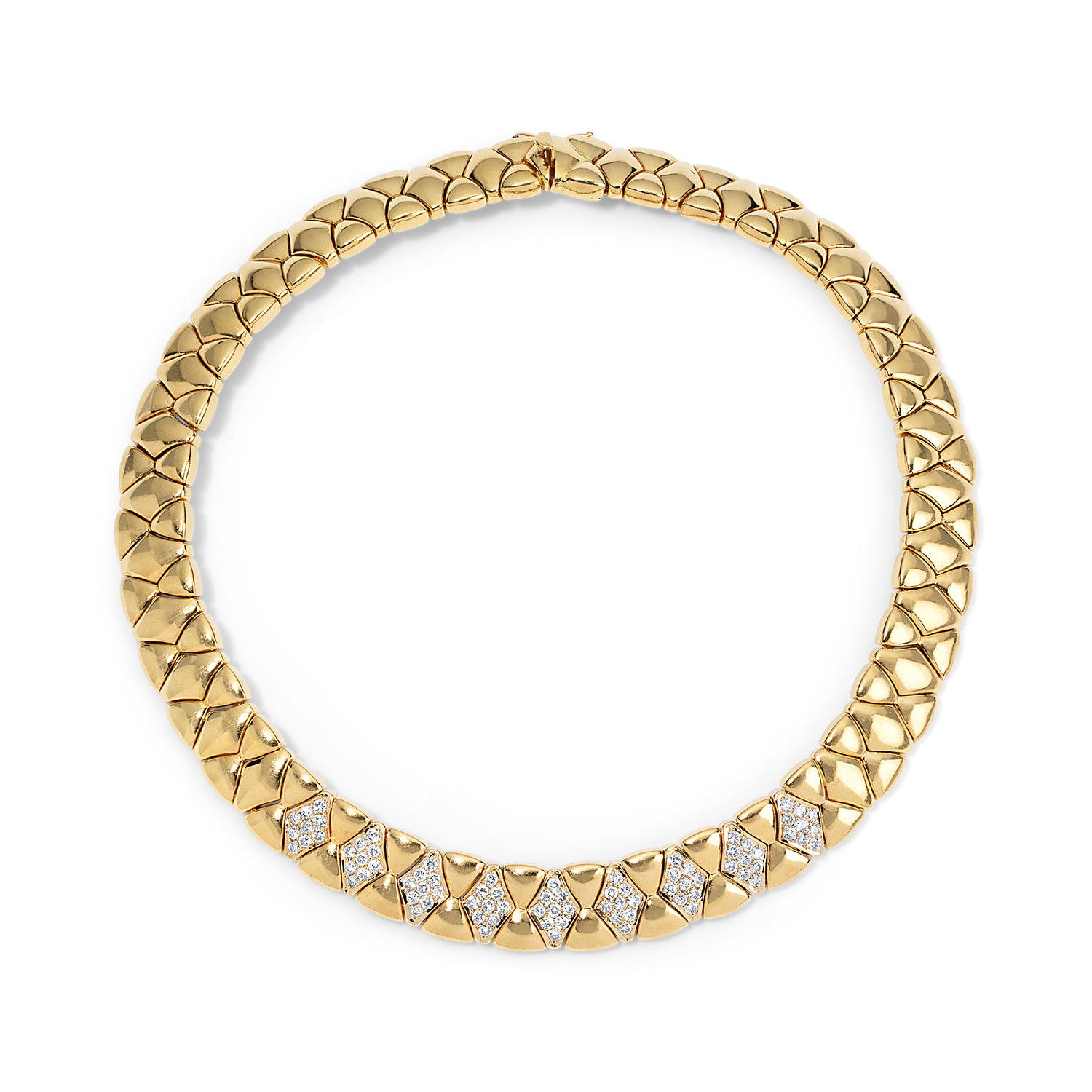 Diamond Scalloped Link Necklace