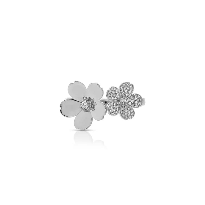 Diamond and Gold Double Cherry Blossom Ring