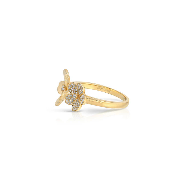 Diamond and Gold Double Cherry Blossom Ring