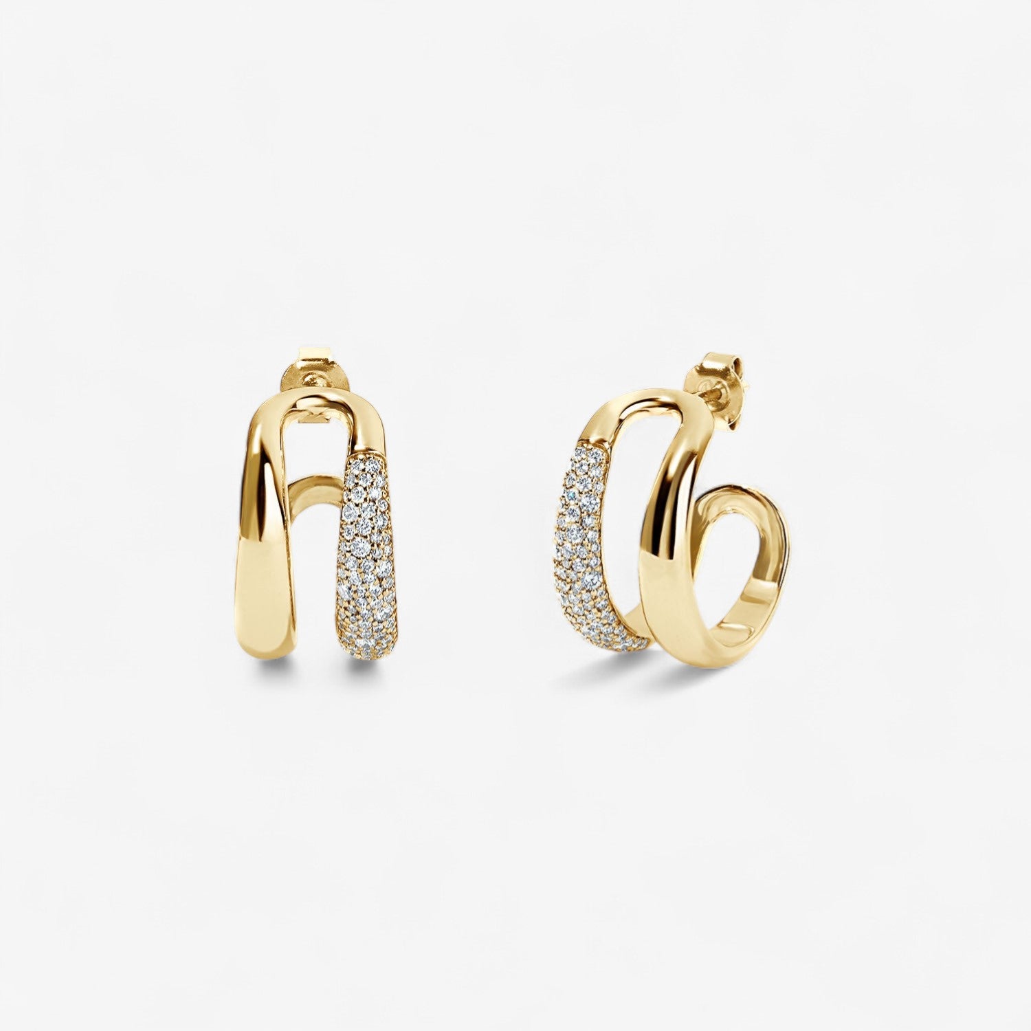 Madison Gold and Diamond Double Domed Hoops