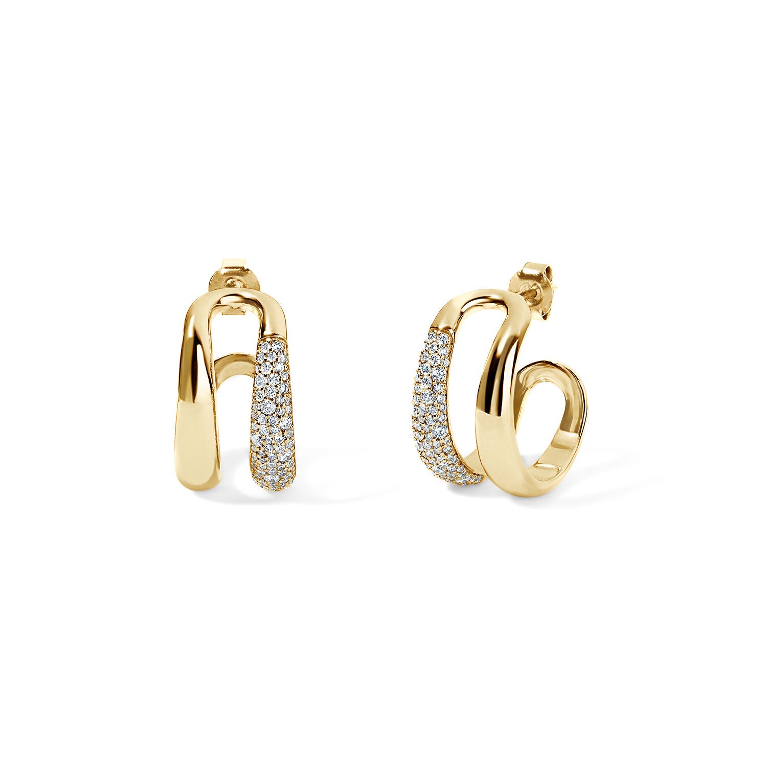Gold and Diamond Double Domed Hoops