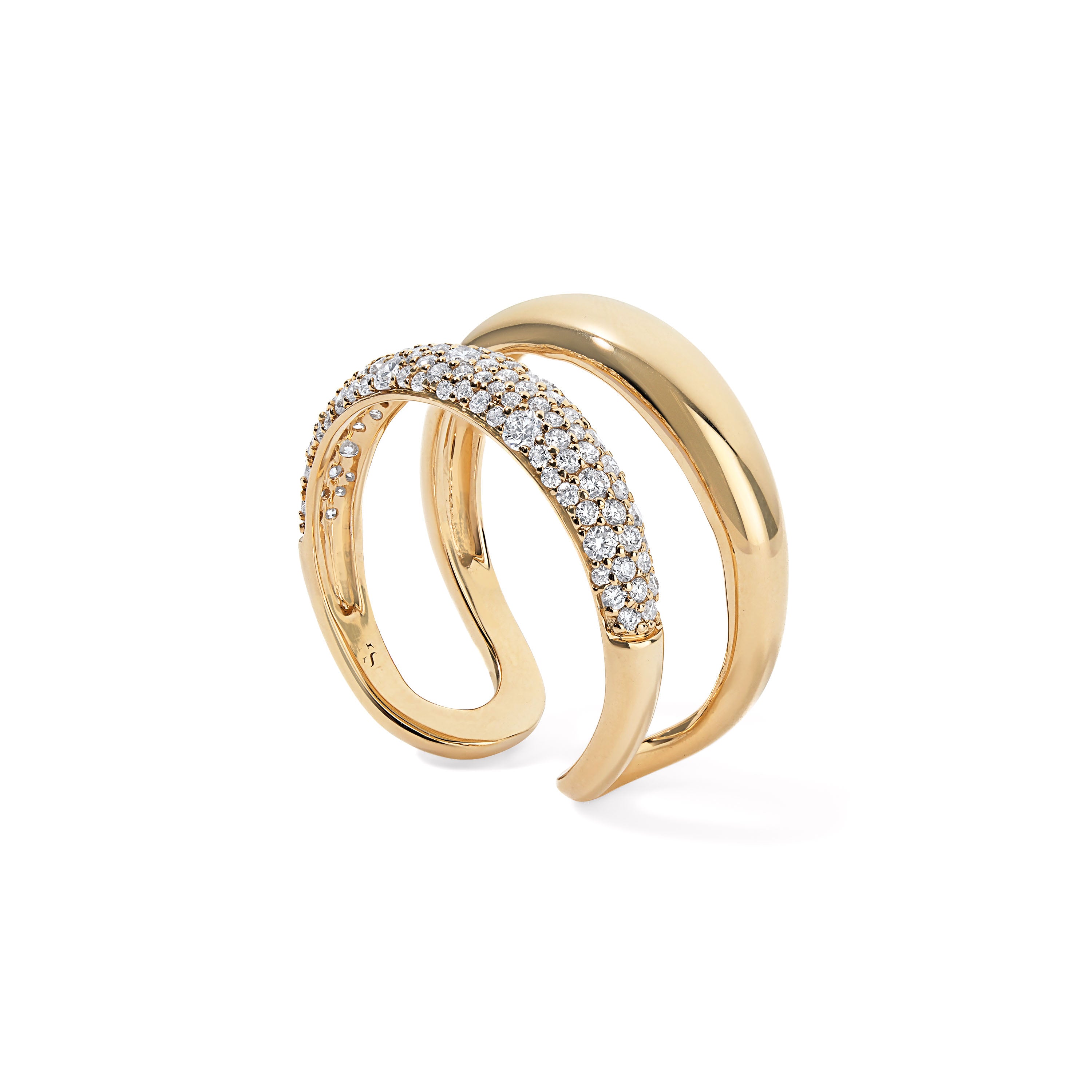 Gold and Diamond Double Domed Ring