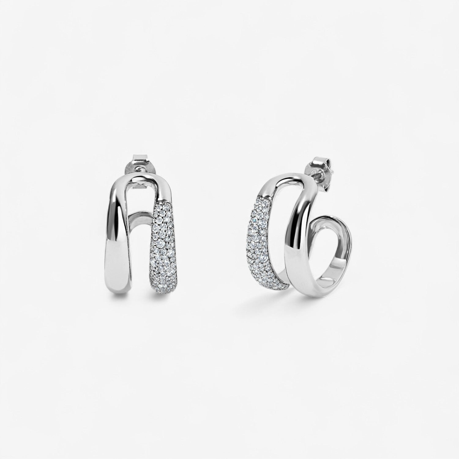 Madison Gold and Diamond Double Domed Hoops