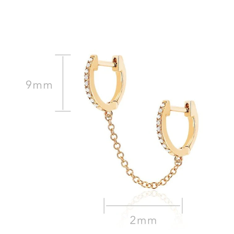 14K Solid Yellow Gold Chain Huggie Earrings – J&CO Jewellery