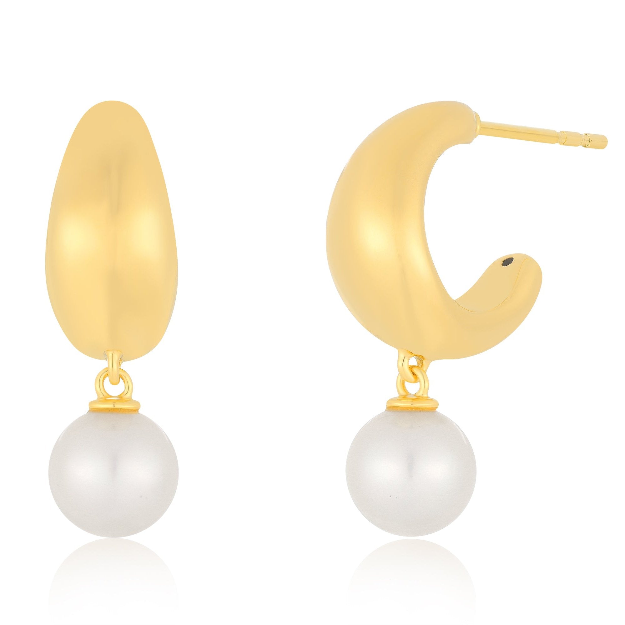 Pearl Drop Jumbo Dome Huggie Earrings