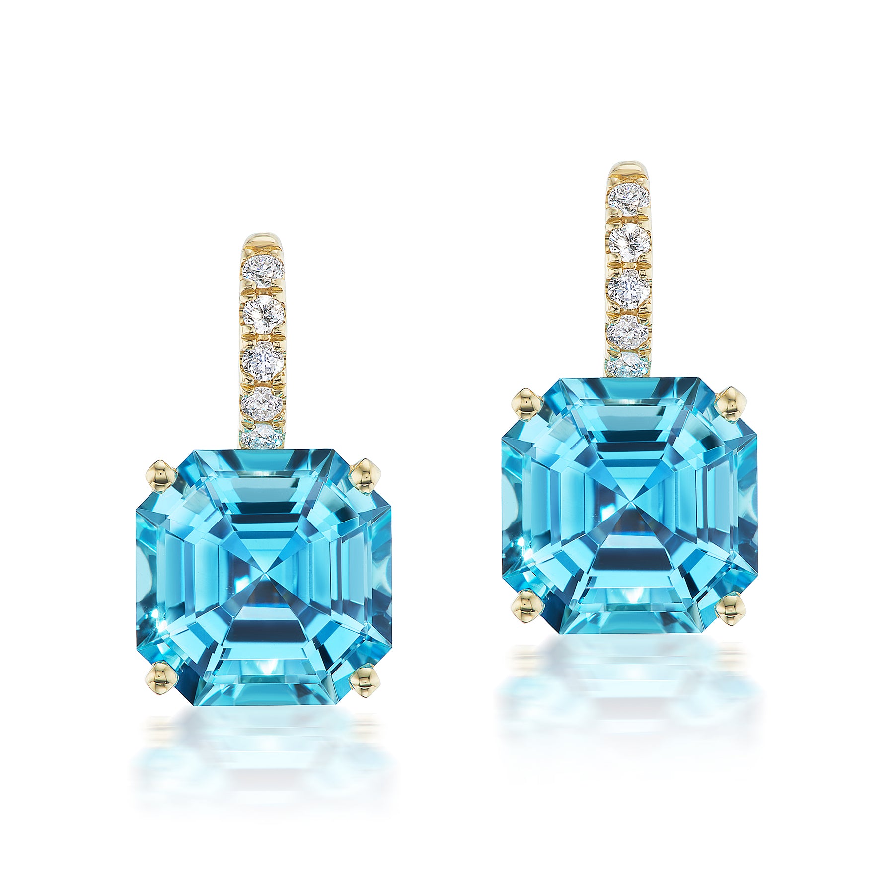 Ear Wire Diamond and Gemstone Drop Earrings