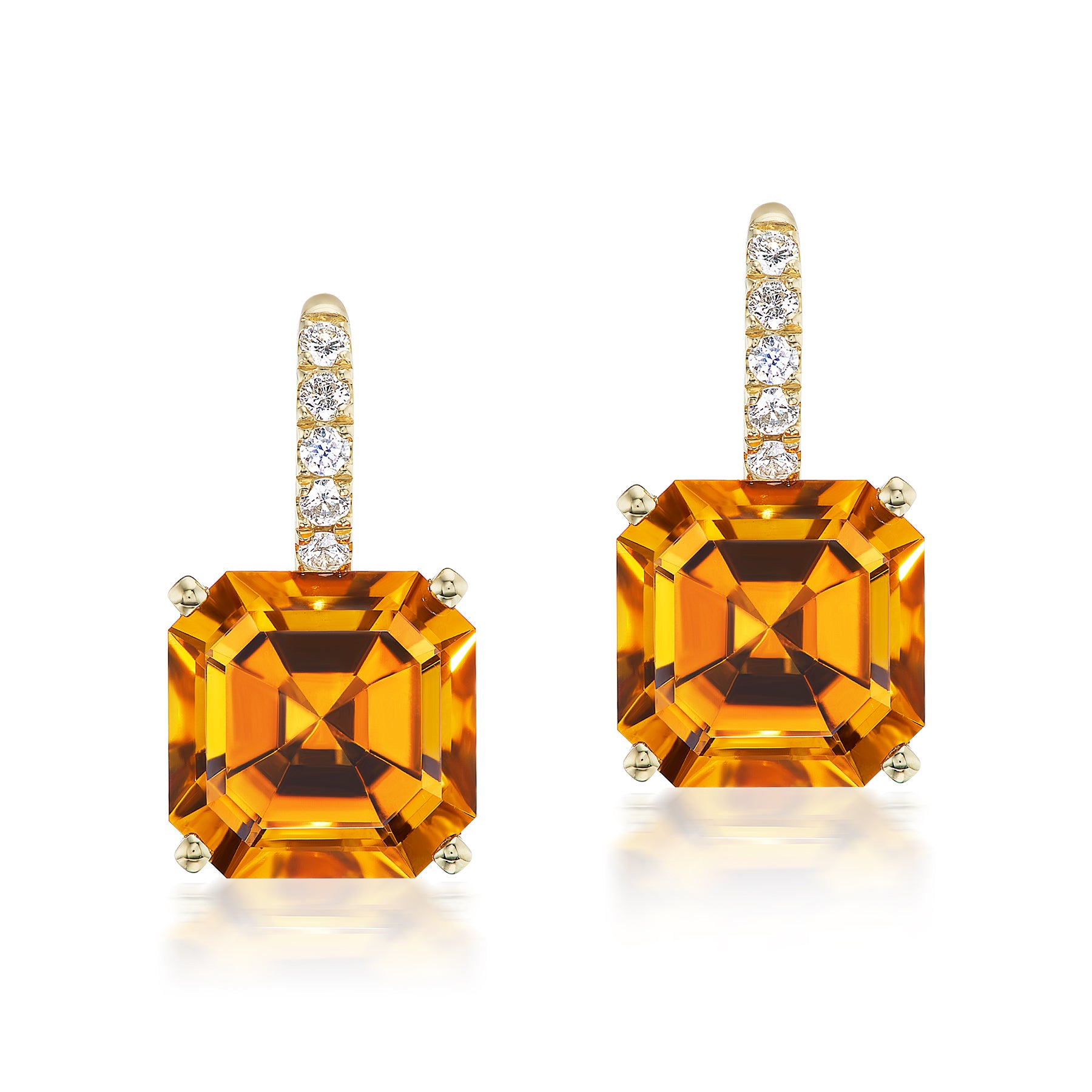 Ear Wire Diamond and Gemstone Drop Earrings