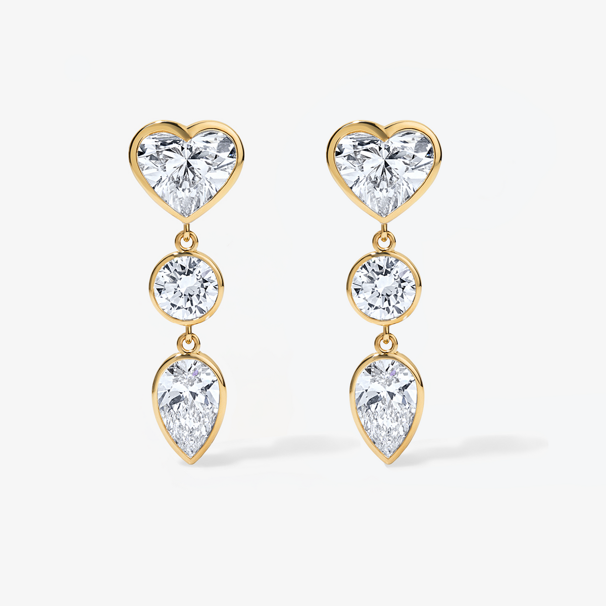 Coco Lab Diamond Mixed Shape Dangle Earrings 14K Yellow Gold Jumbo