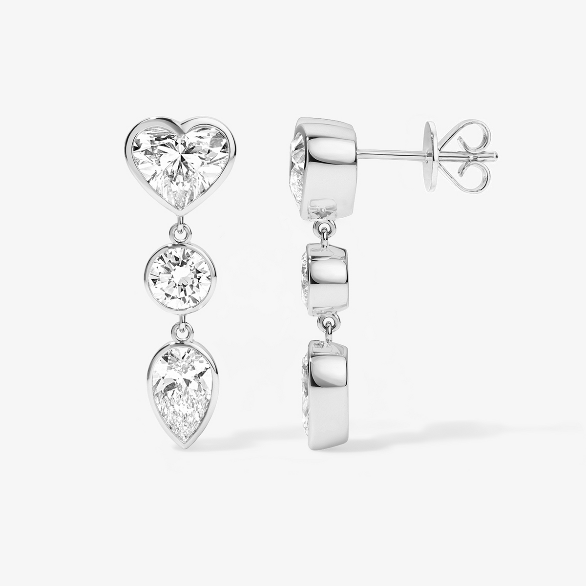 Coco Lab Diamond Mixed Shape Dangle Earrings 14K White Gold Jumbo