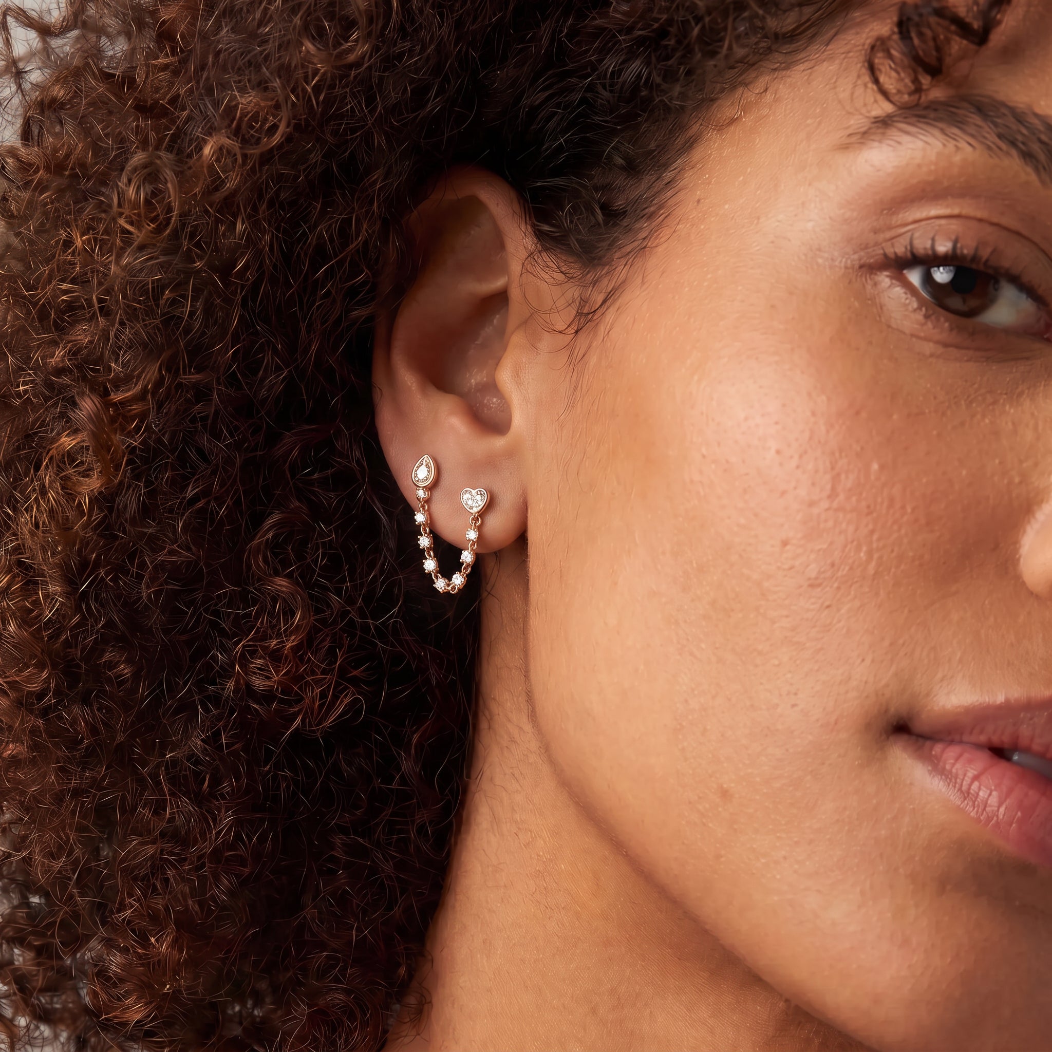 Celeste Pear and Heart Diamond Chain Earring