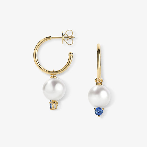 Blue Sapphire and Pearl Dangling Earrings | Stephanie Gottlieb