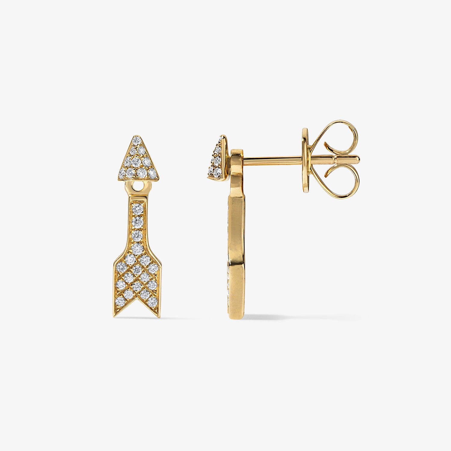 Kelly Pave Arrow Ear Jacket 14K Yellow Gold Pair
