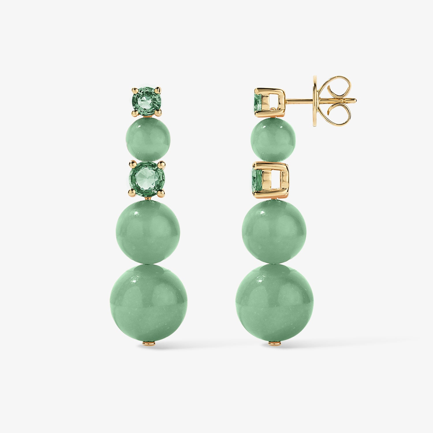 Grace Green Aventurine Graduated Drop Earrings