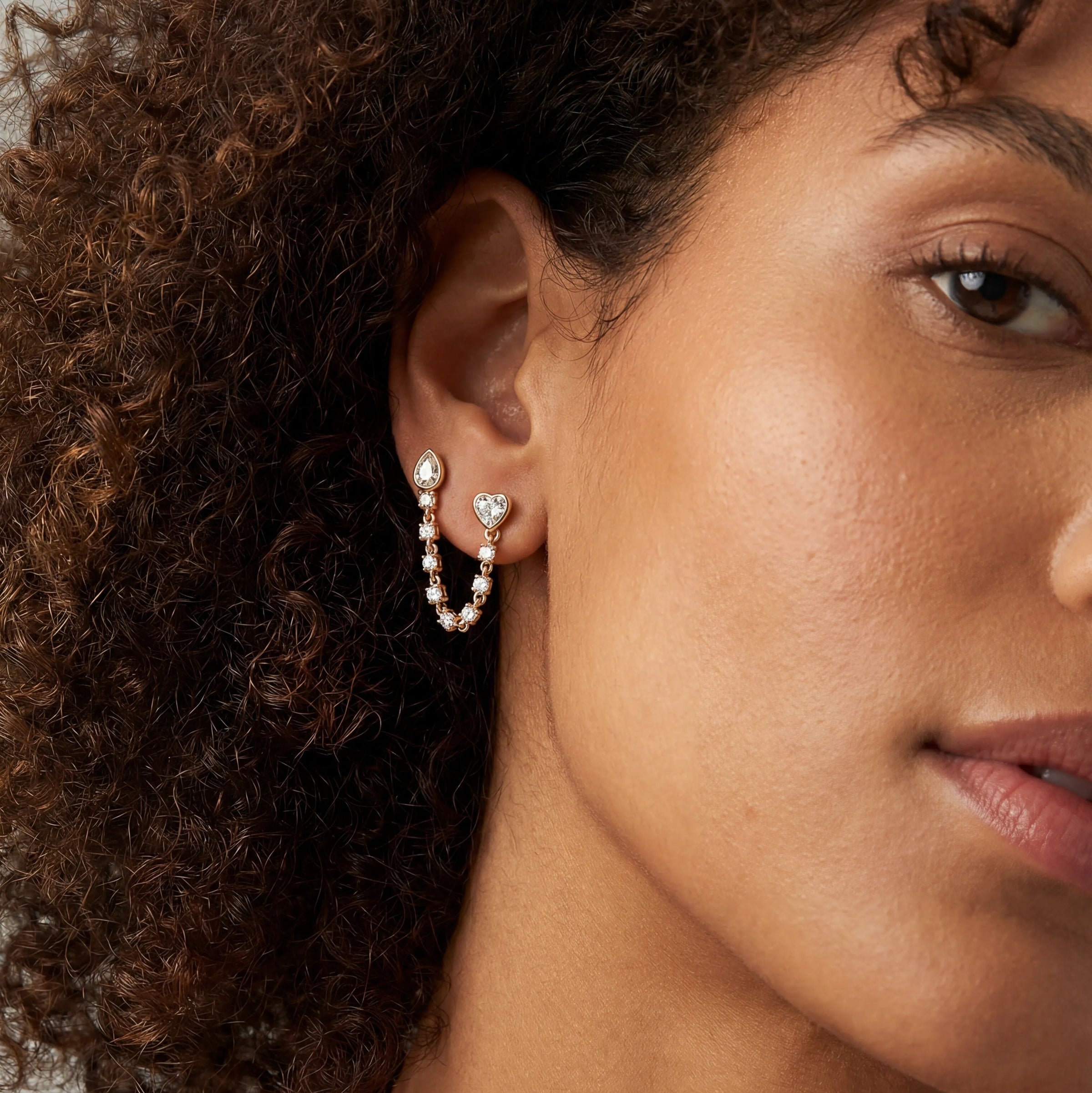 Celeste Pear and Heart Diamond Chain Earring