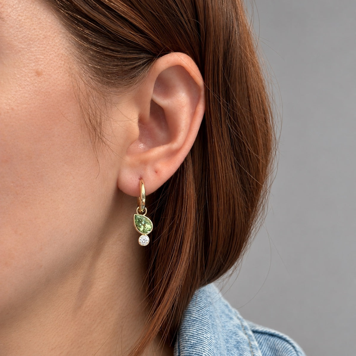 Coco Candy Green Tourmaline Pear Huggies