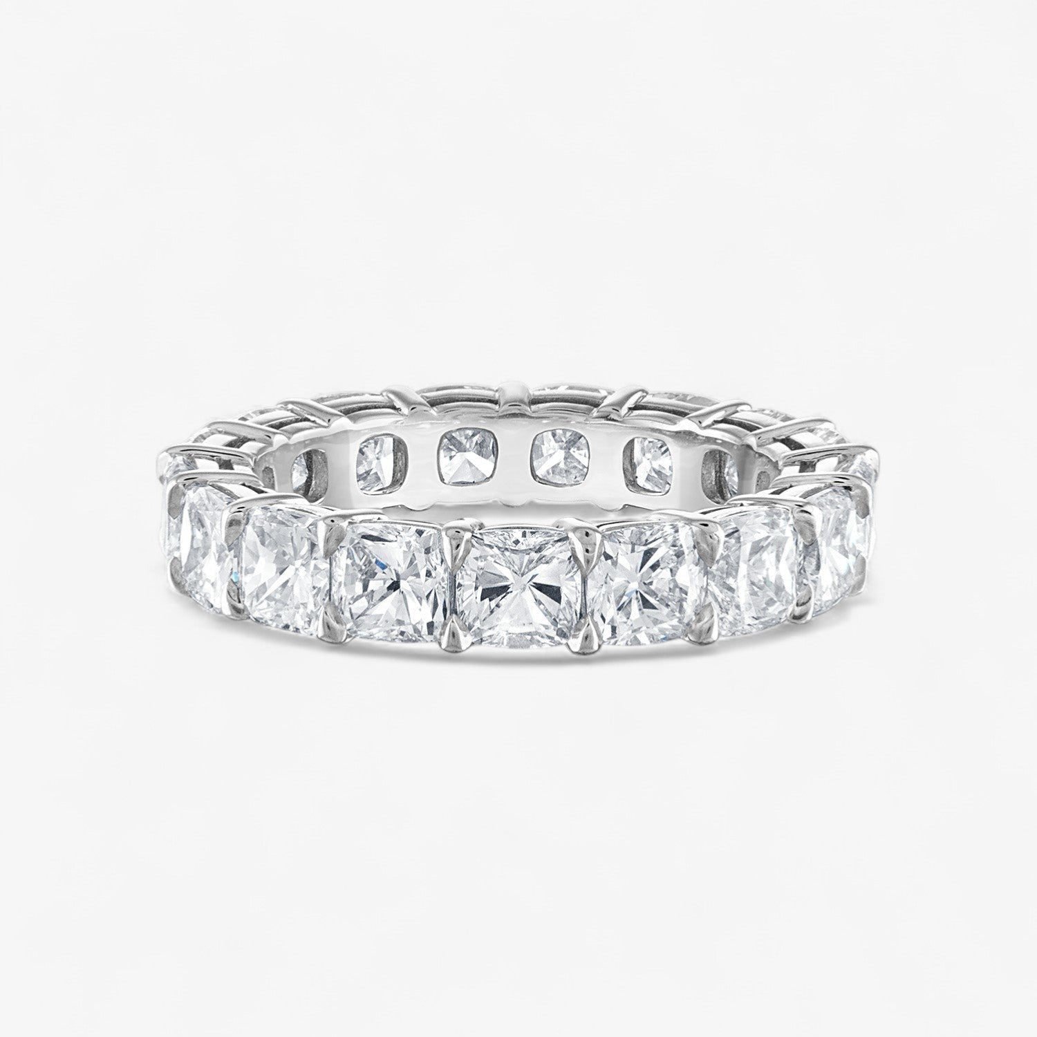 Heart Diamond Eternity Band Platinum Cushion