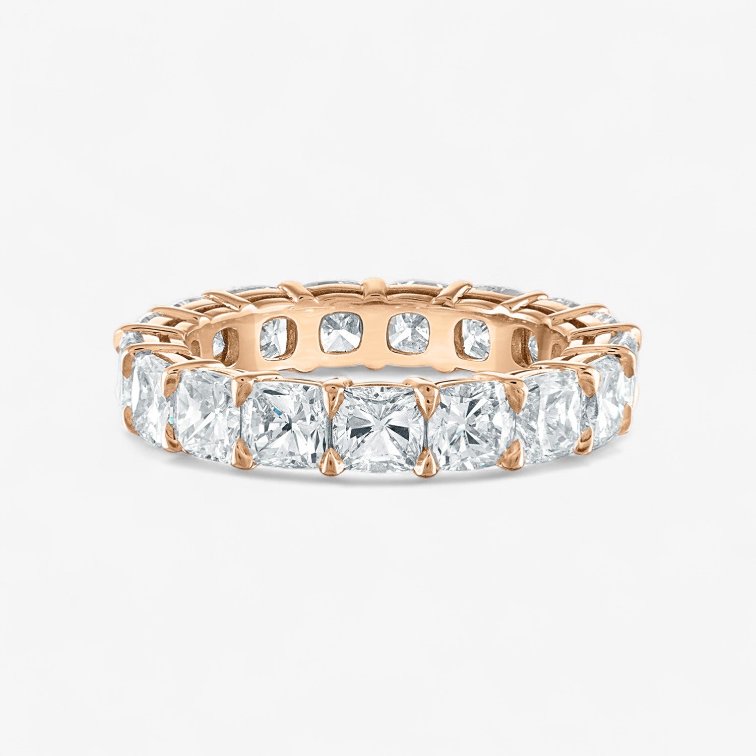 Heart Diamond Eternity Band 14K Rose Gold Cushion