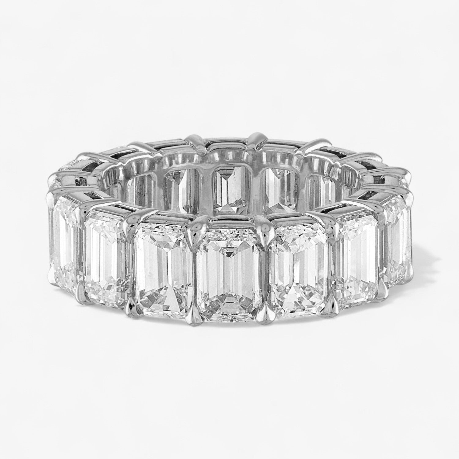 Heart Diamond Eternity Band Platinum Emerald