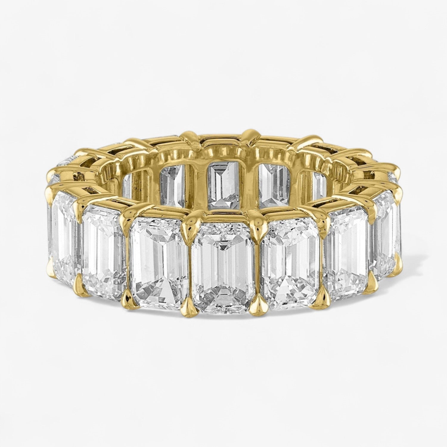 Heart Diamond Eternity Band 18K Yellow Gold Emerald