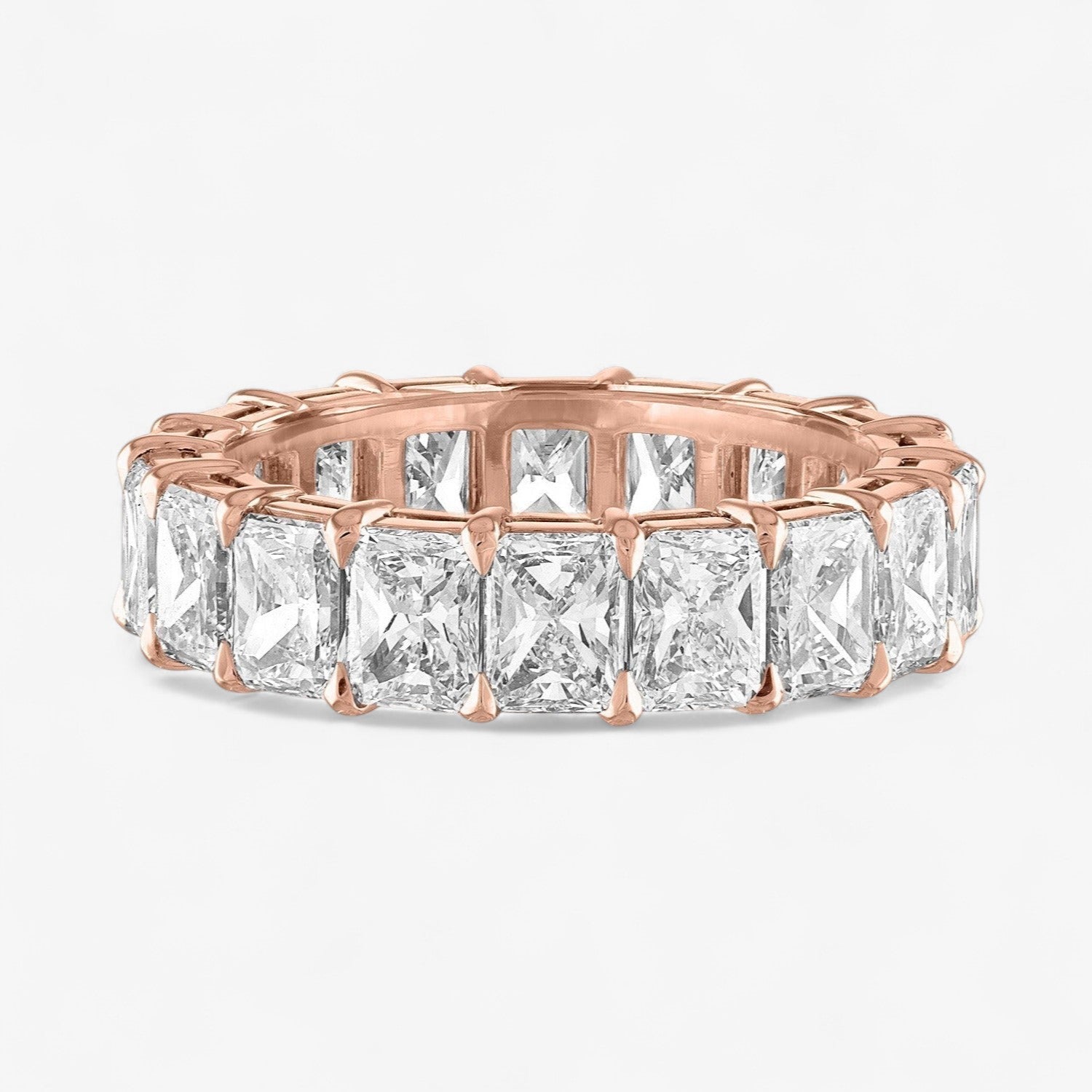 Heart Diamond Eternity Band 14K Rose Gold Radiant