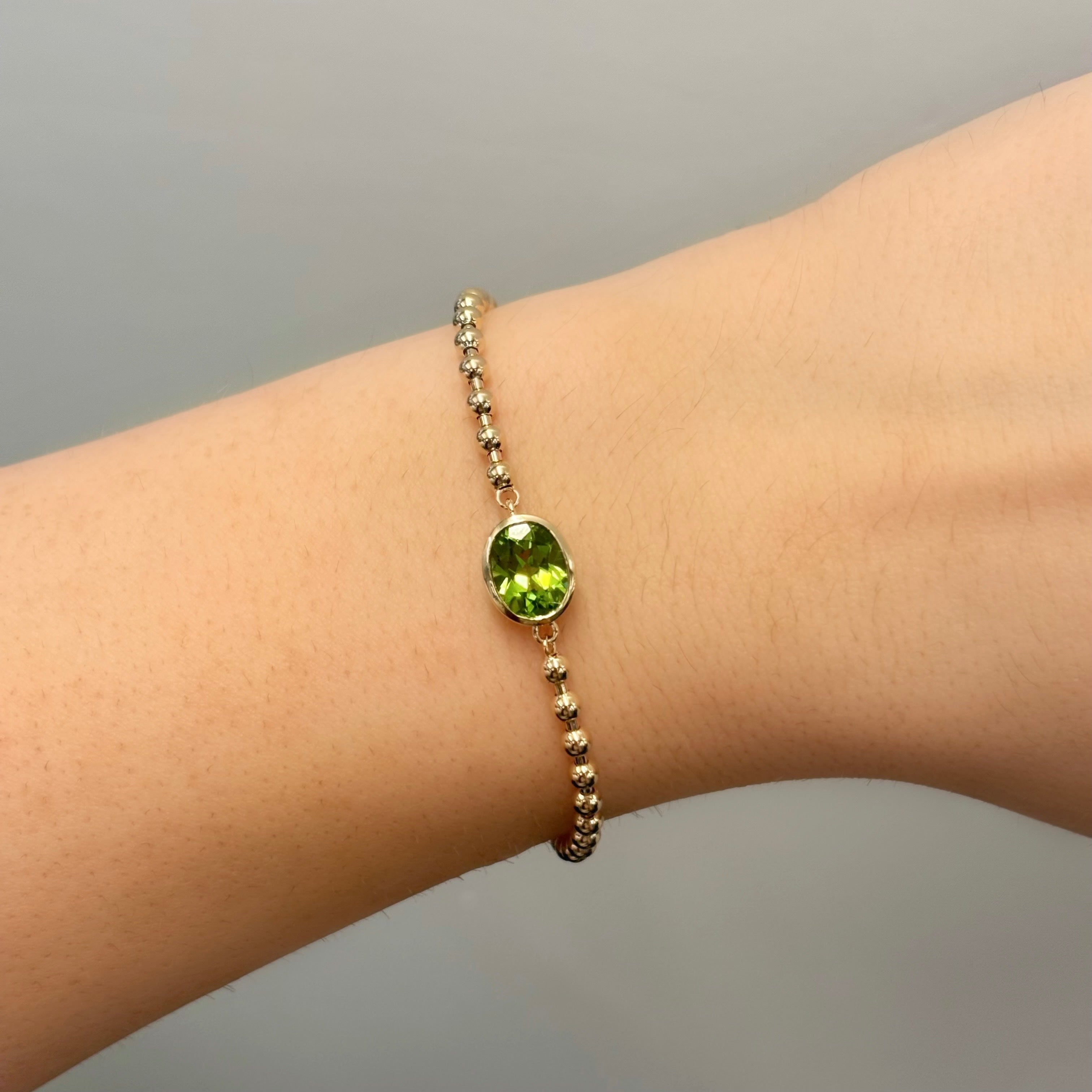 Bezel Oval Gemstone Chain Bracelet