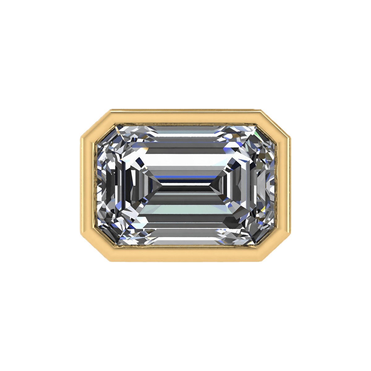 Mega Slider Bezel Emerald Cut Lab Diamond Charm 14K Yellow Gold