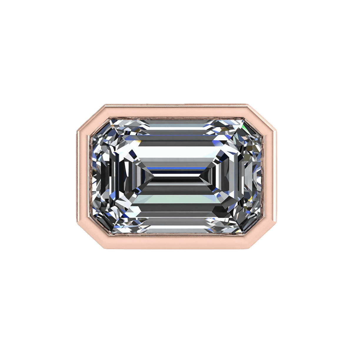 Mega Slider Bezel Emerald Cut Lab Diamond Charm 14K Rose Gold