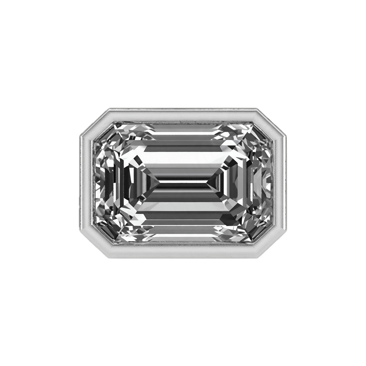 Mega Slider Bezel Emerald Cut Lab Diamond Charm 14K White Gold