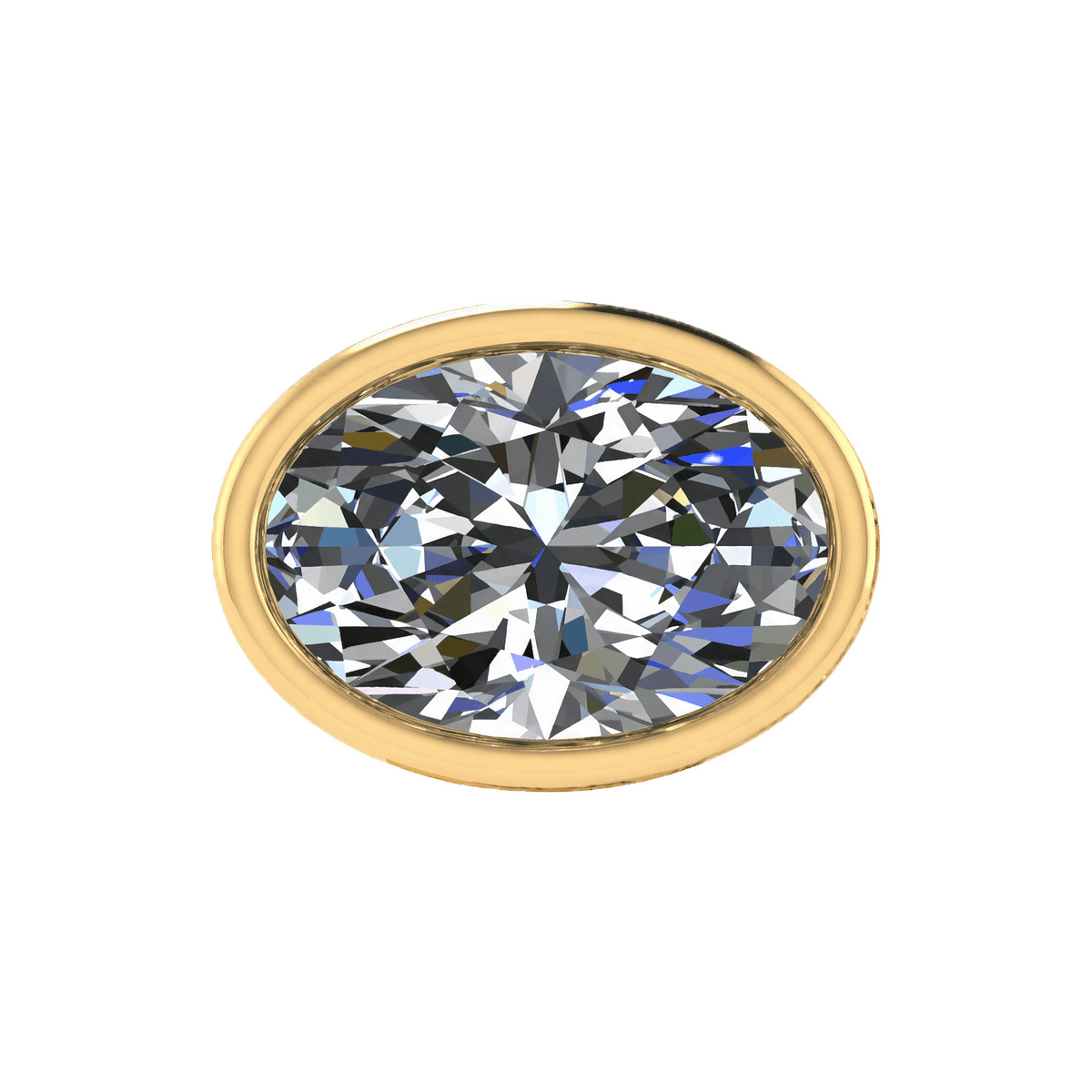 Mega Slider Bezel Oval Lab Diamond Charm 14K Yellow Gold