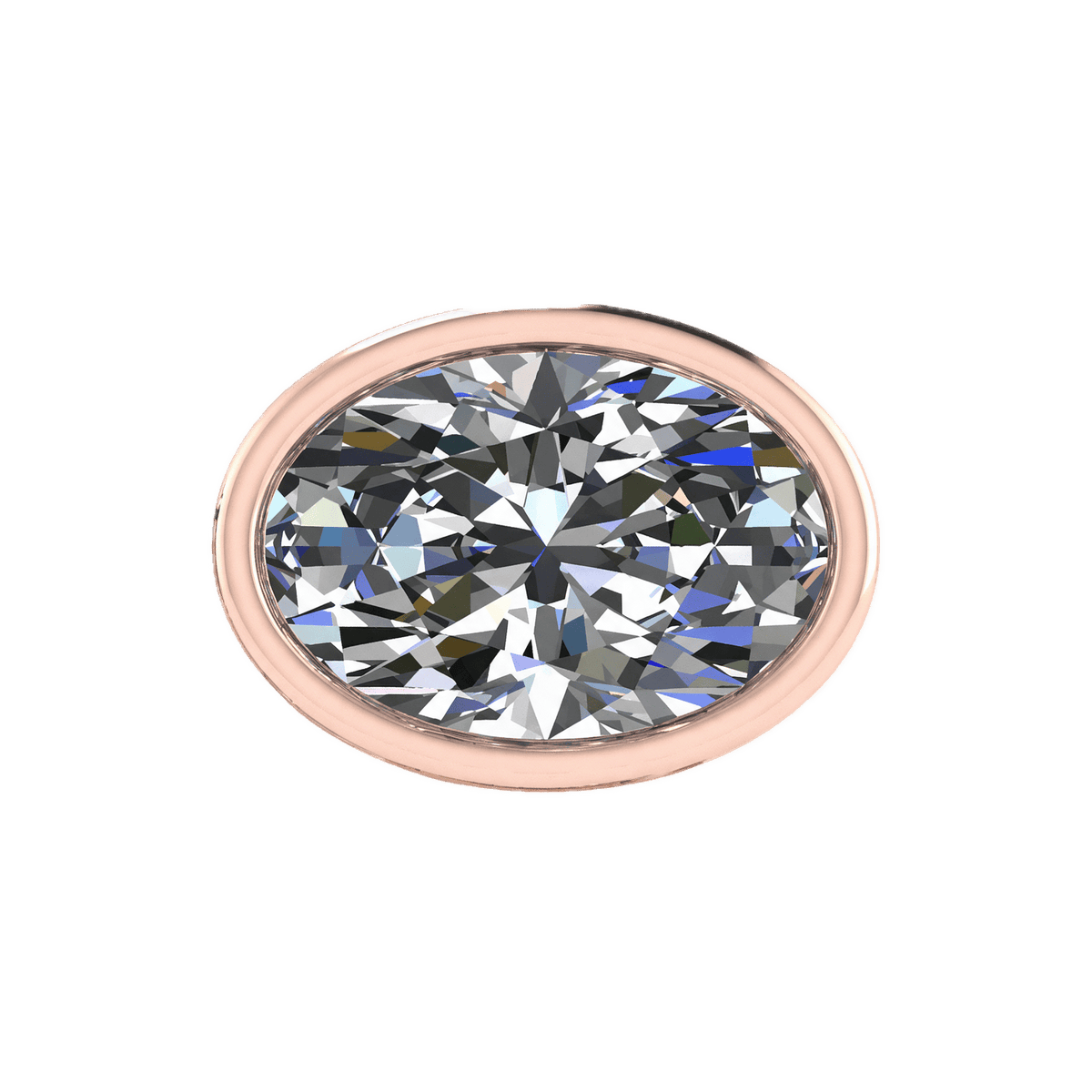 Mega Slider Bezel Oval Lab Diamond Charm 14K Rose Gold