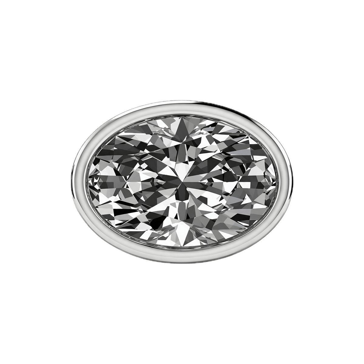 Mega Slider Bezel Oval Lab Diamond Charm 14K White Gold