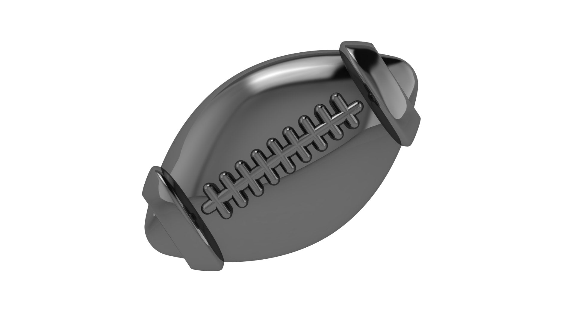 Solid Football Slider Charm Black Rhodium