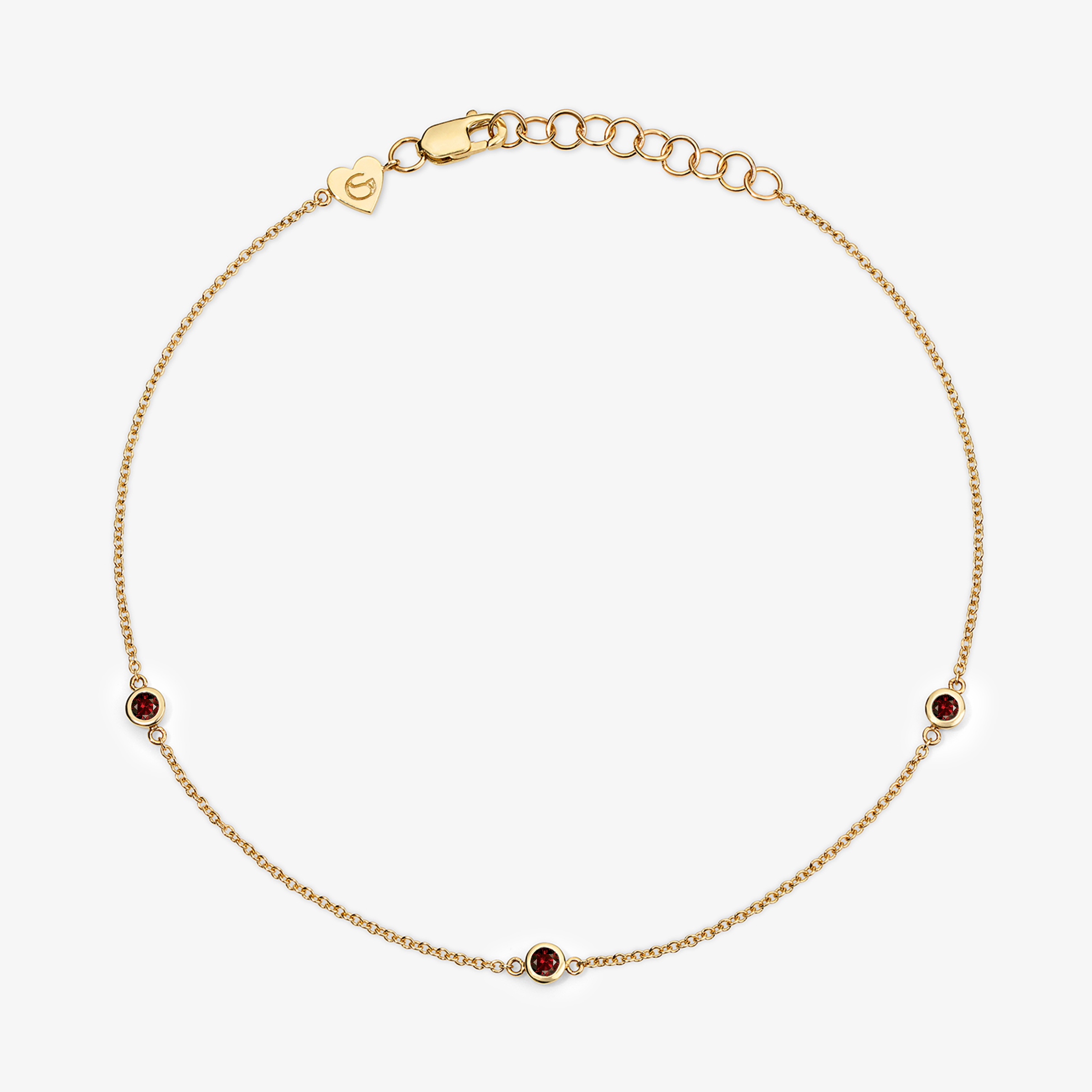 Margot Birthstone Bezel Anklet 14K Yellow Gold Garnet