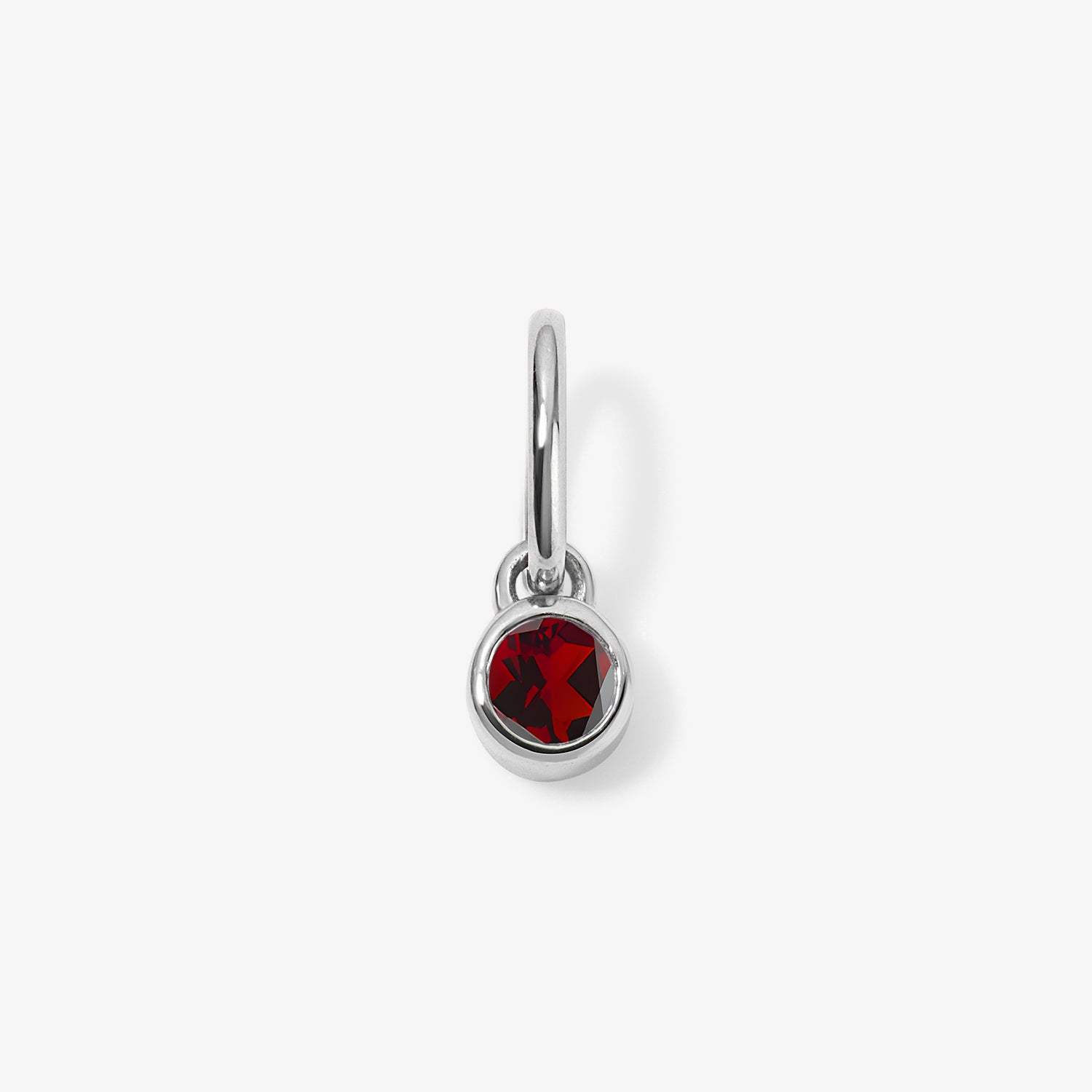 Margot Garnet Birthstone Bezel Charm 14K White Gold Mini