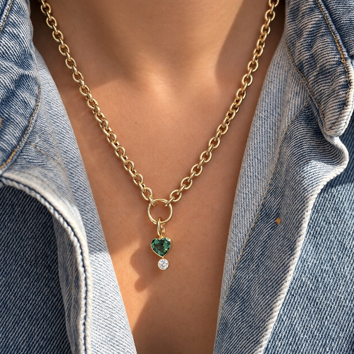 Coco Candy Green Tourmaline Heart Charm