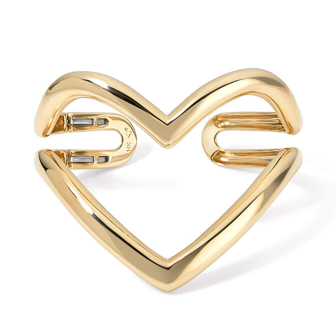 Gold Double Dome Heart Cuff