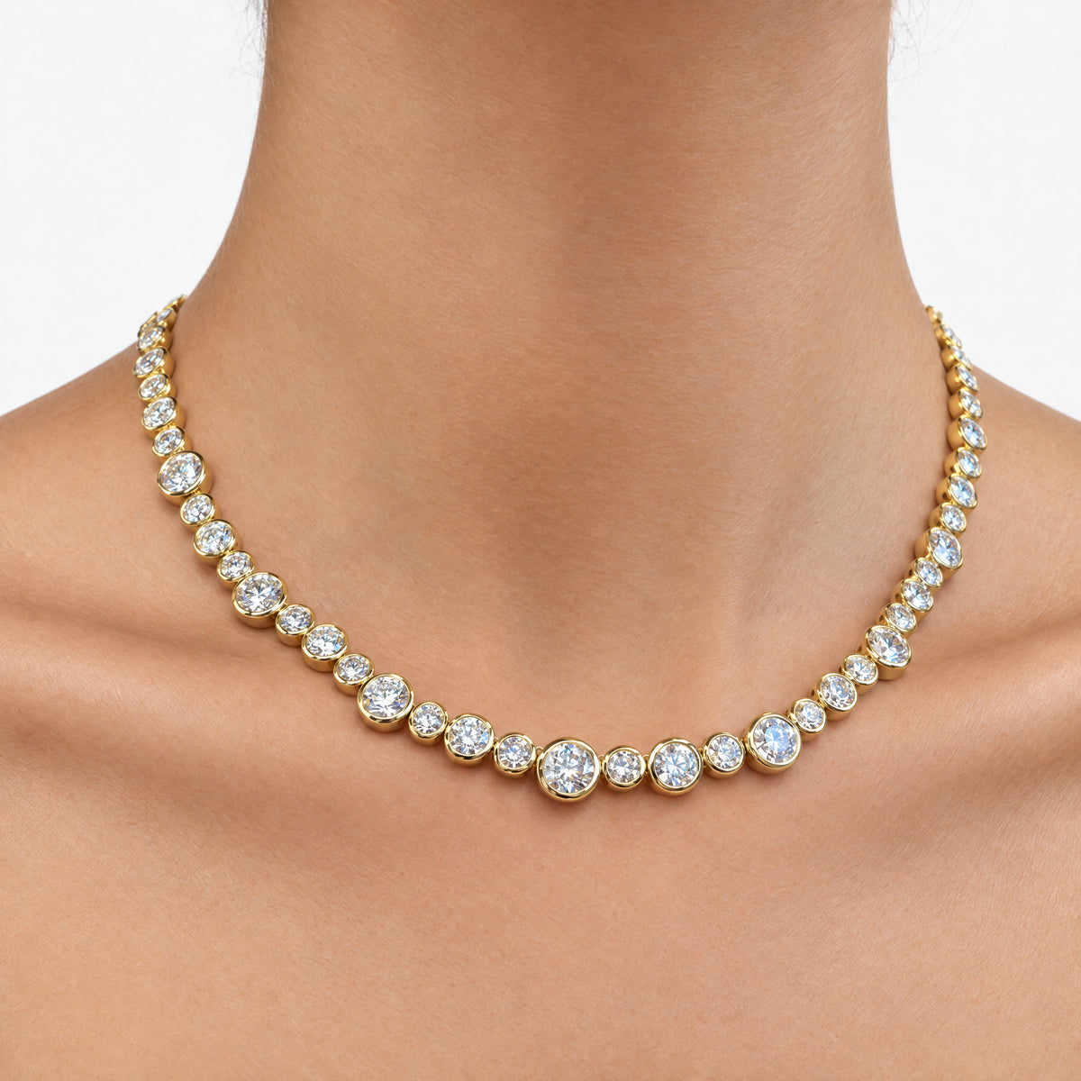 Coco Lab Diamond Round Bezel Tennis Necklace