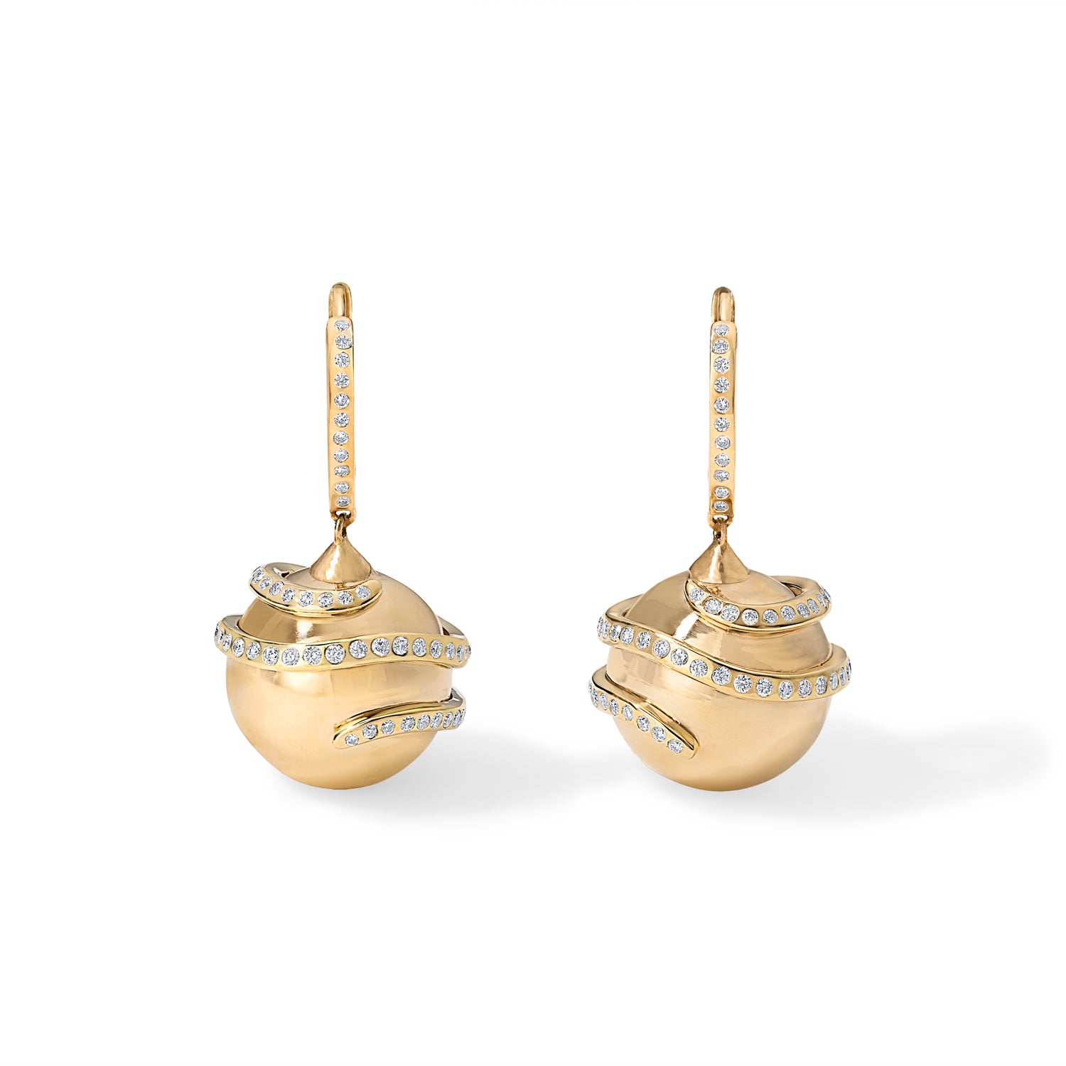 Gold Bead and Pave Earrings