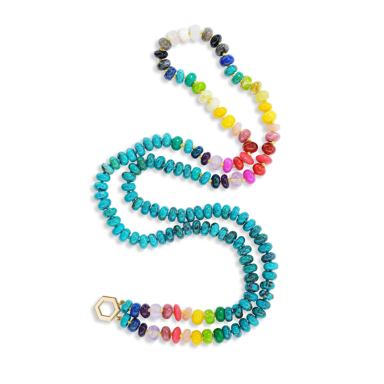 Rainbow Hombre Sapphire, Ruby and Emerald Beaded necklace - Yumé Jewellery  - Ethical, Fairtrade Jewellery UK