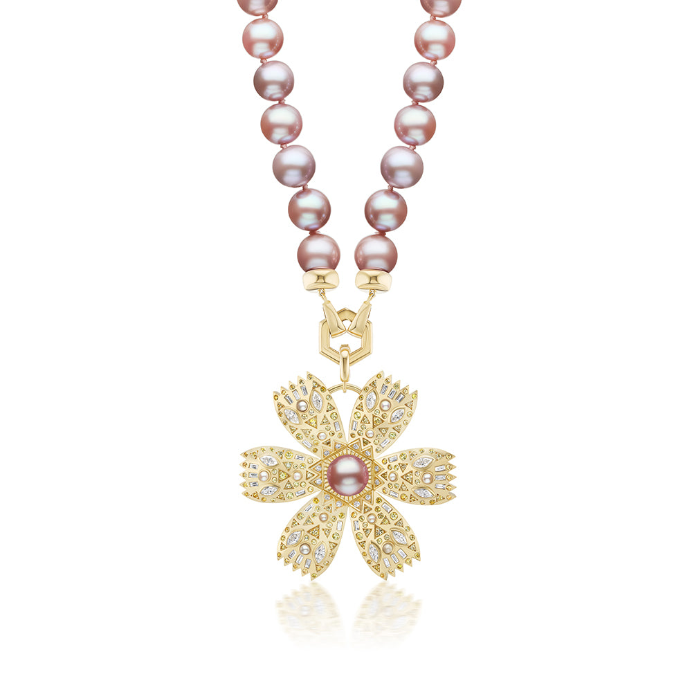 Pearl Poppy Diamond and Gemstone Pendant