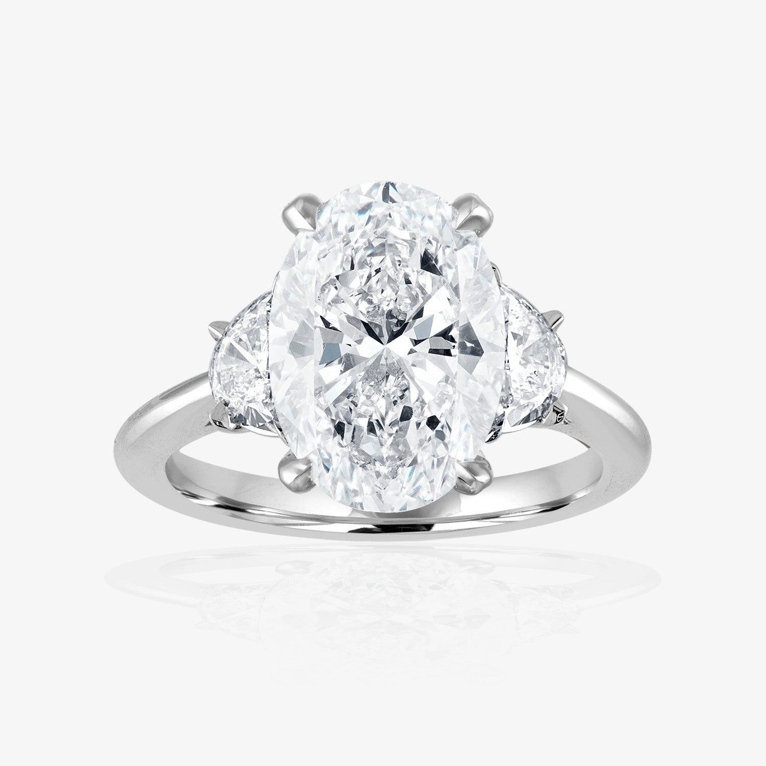 Engagement Ring Setting with Half Moon Side Stones Platinum Oval